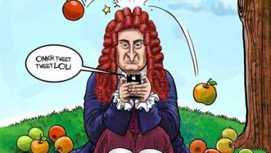اگر نیوتن هم موبایل داشت ! ( کاریکاتور )