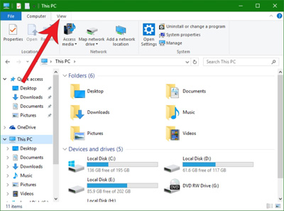 فرمت فایلهای ویندوز 10, نمایش پسوند فایل ها